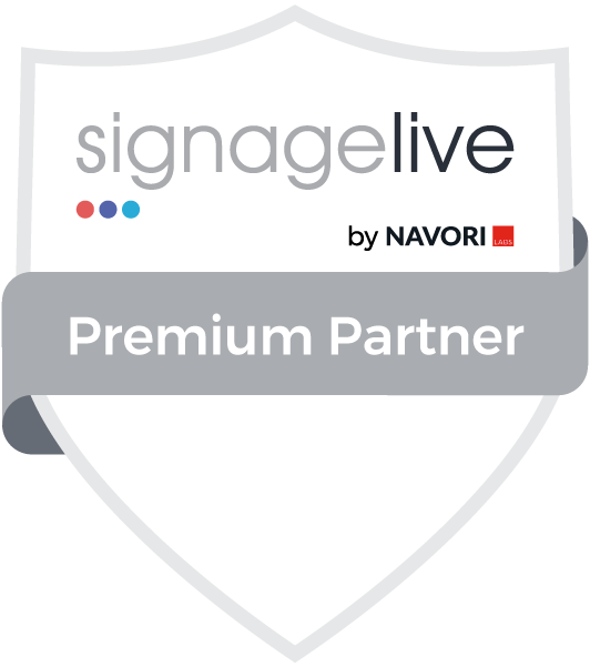 Badge showing Signagelive and Navori Premium Partner status